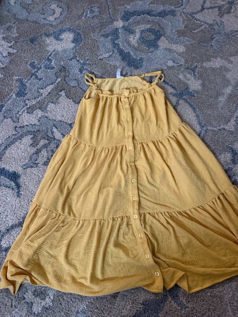 Girls' Mustard Tiered Button-Front Sundress